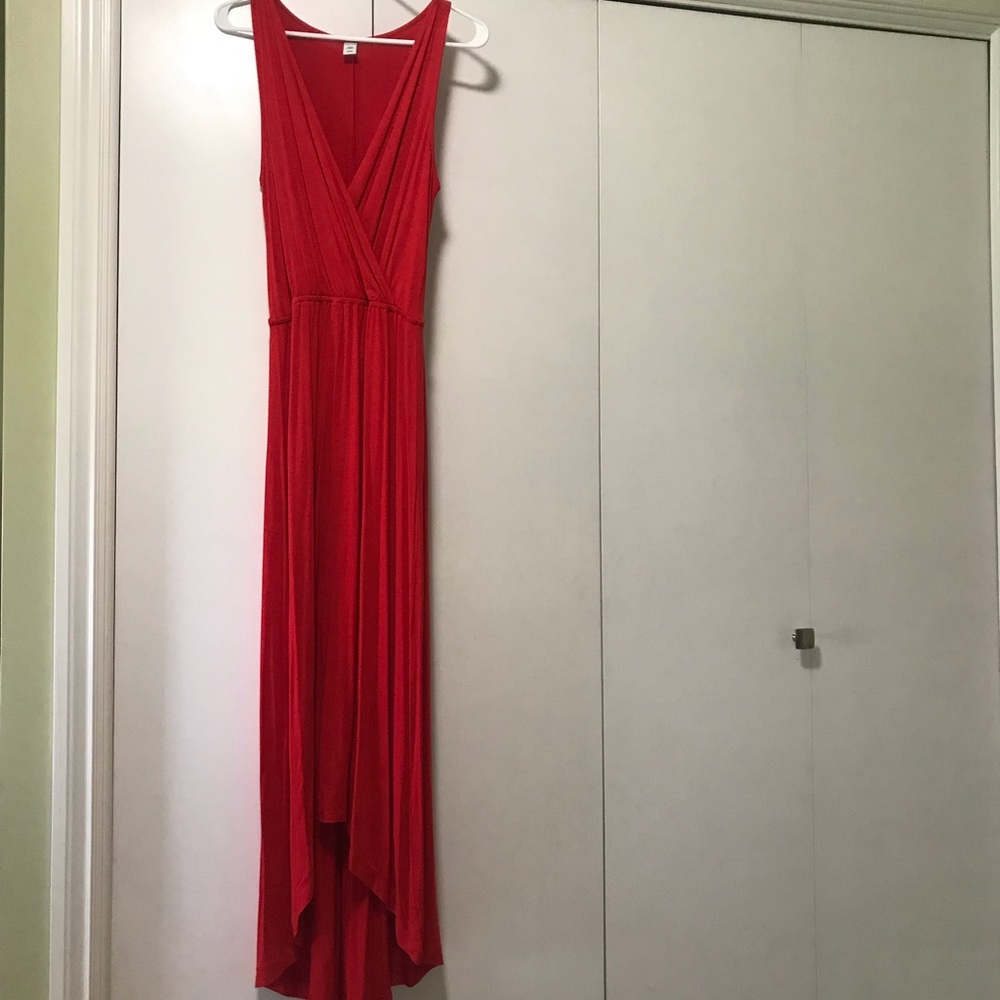 Red Faux Wrap Dress